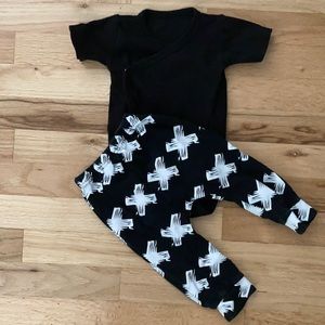 Black Onesie & X Pants